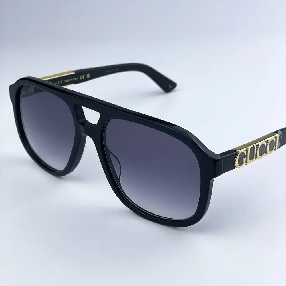 NEW Gucci GG1188S 002 Black Grey Gradient Pilot Unisex Sunglasses